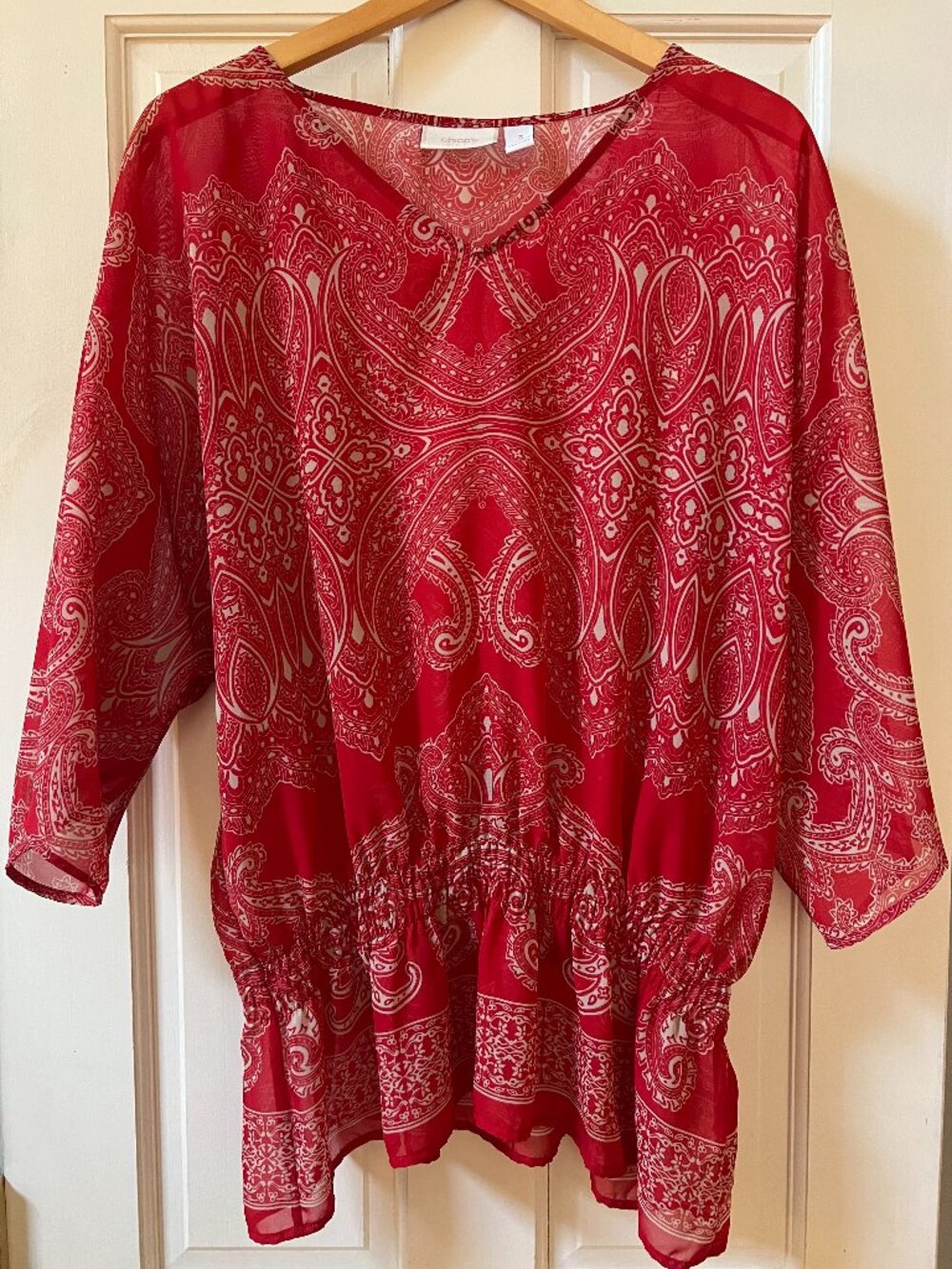 Chico's Chiffon Drop Waist Top, Sz 3 (16, XL)